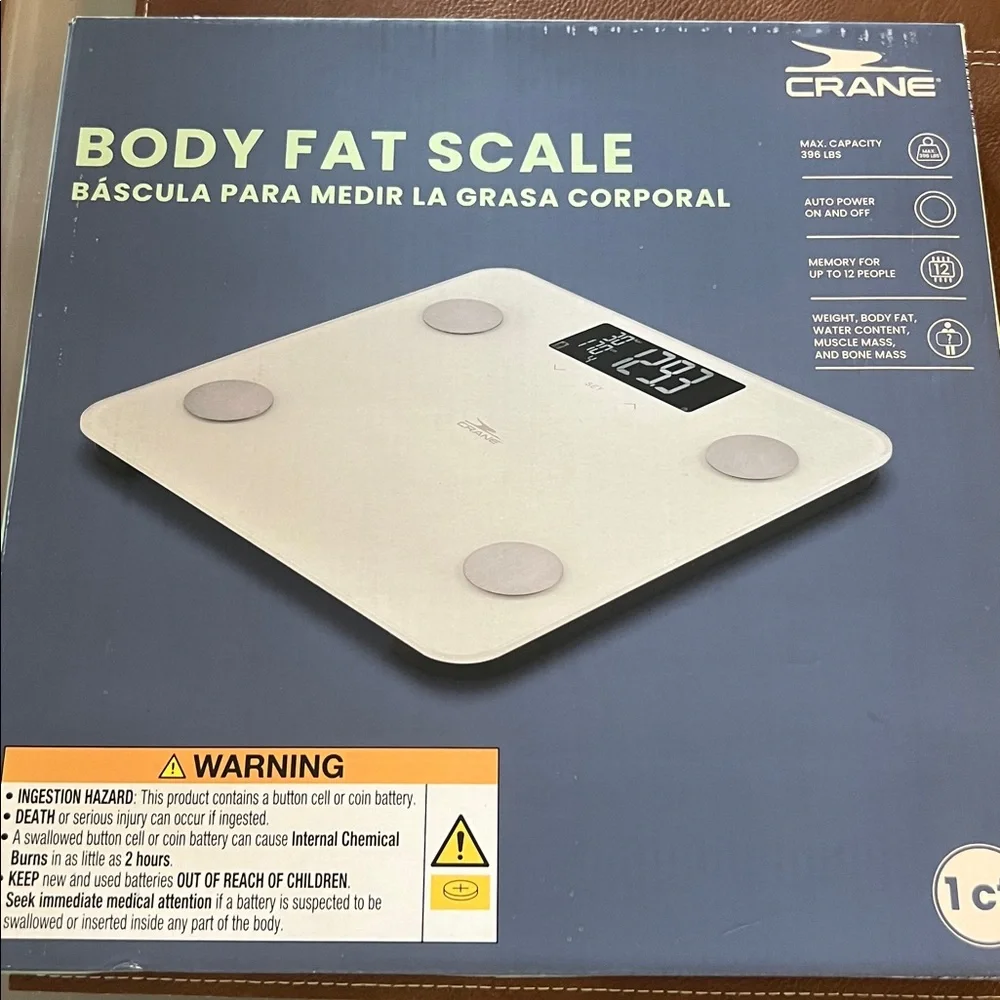New in Box Crane Body Fat Scale in White and Gray